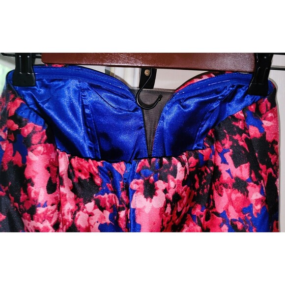 B. Darlin Strapless Sweetheart Bustier Party Dress Blue Red floral black lace XS - Picture 10 of 16